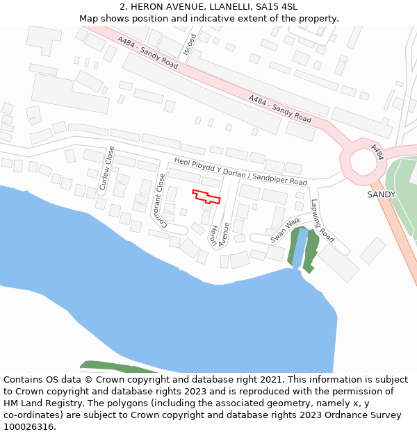 2, HERON AVENUE, LLANELLI, SA15 4SL: Location map and indicative extent of plot