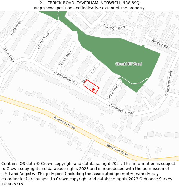 2, HERRICK ROAD, TAVERHAM, NORWICH, NR8 6SQ: Location map and indicative extent of plot