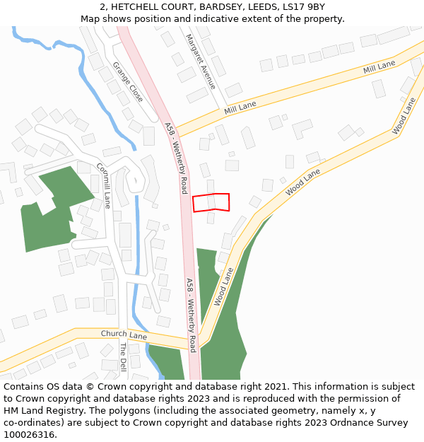 2, HETCHELL COURT, BARDSEY, LEEDS, LS17 9BY: Location map and indicative extent of plot