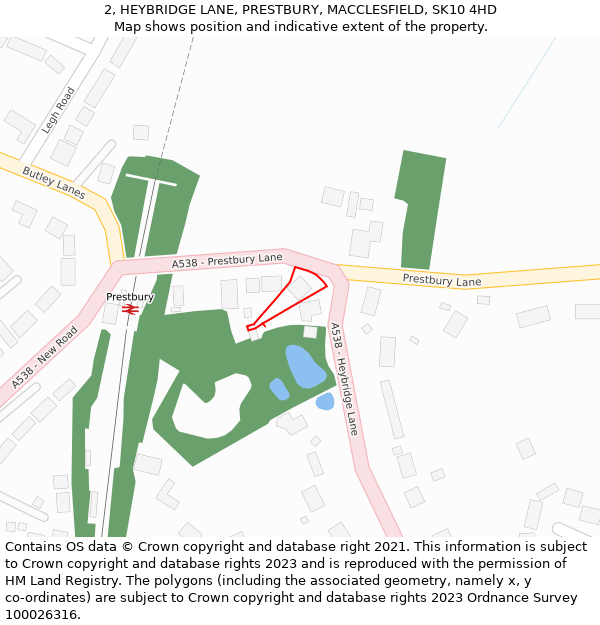 2, HEYBRIDGE LANE, PRESTBURY, MACCLESFIELD, SK10 4HD: Location map and indicative extent of plot