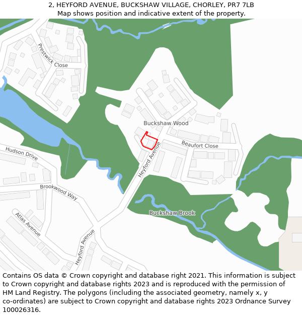 2, HEYFORD AVENUE, BUCKSHAW VILLAGE, CHORLEY, PR7 7LB: Location map and indicative extent of plot