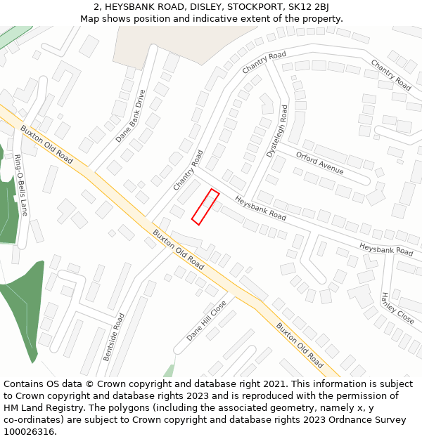 2, HEYSBANK ROAD, DISLEY, STOCKPORT, SK12 2BJ: Location map and indicative extent of plot