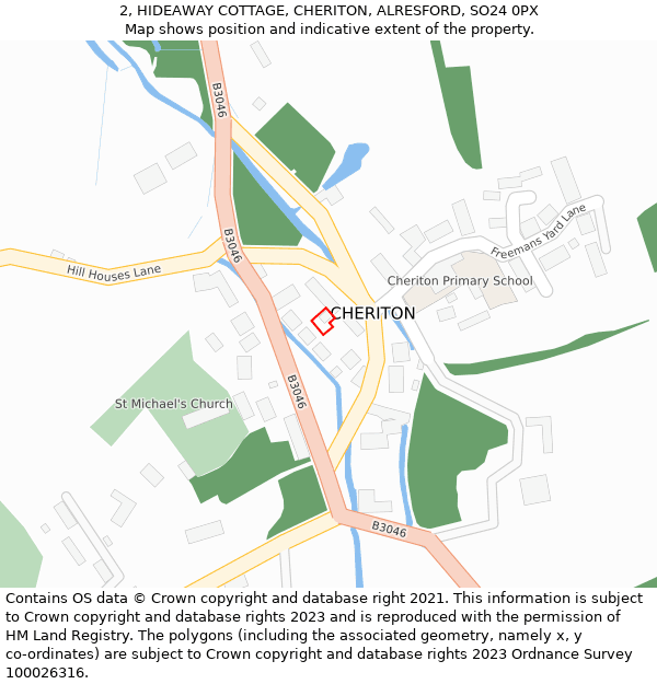 2, HIDEAWAY COTTAGE, CHERITON, ALRESFORD, SO24 0PX: Location map and indicative extent of plot