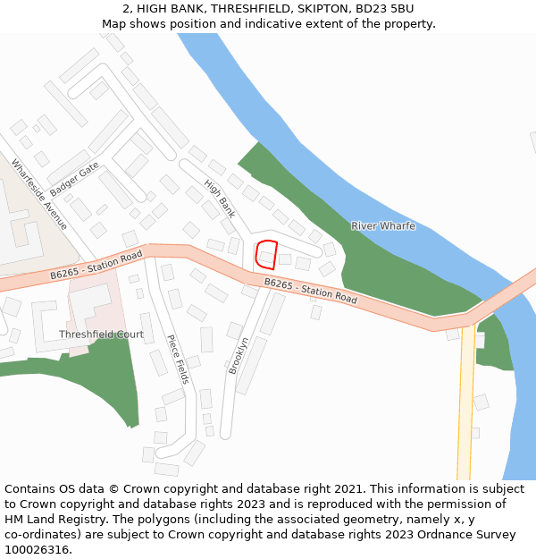 2, HIGH BANK, THRESHFIELD, SKIPTON, BD23 5BU: Location map and indicative extent of plot