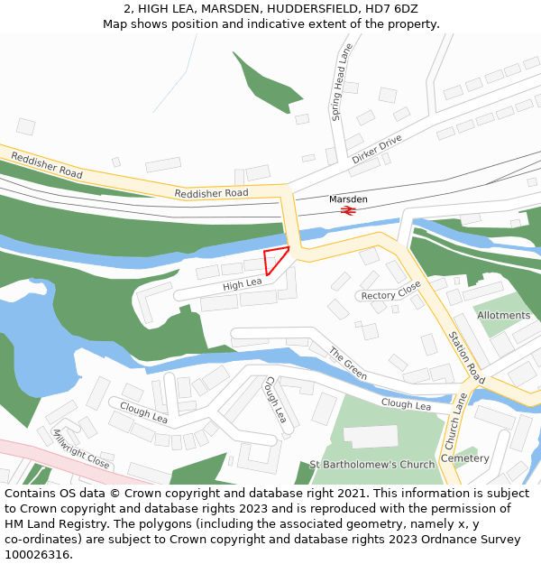 2, HIGH LEA, MARSDEN, HUDDERSFIELD, HD7 6DZ: Location map and indicative extent of plot