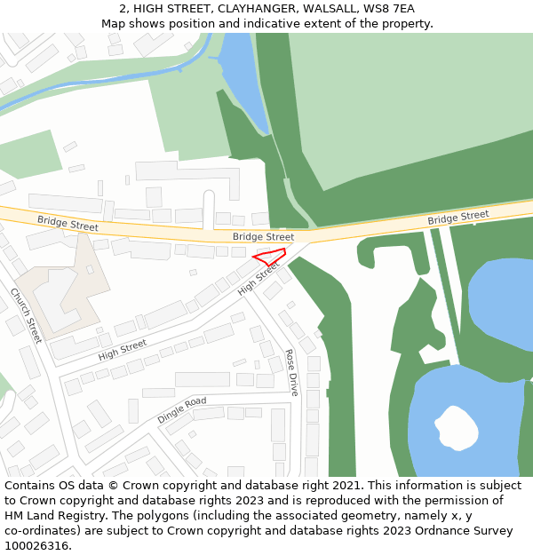 2, HIGH STREET, CLAYHANGER, WALSALL, WS8 7EA: Location map and indicative extent of plot