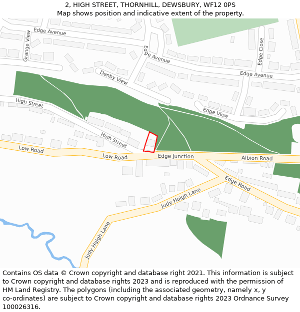 2, HIGH STREET, THORNHILL, DEWSBURY, WF12 0PS: Location map and indicative extent of plot