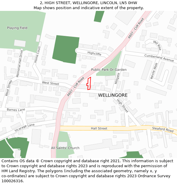 2, HIGH STREET, WELLINGORE, LINCOLN, LN5 0HW: Location map and indicative extent of plot