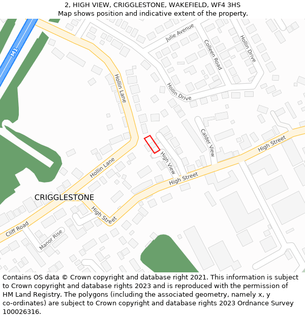 2, HIGH VIEW, CRIGGLESTONE, WAKEFIELD, WF4 3HS: Location map and indicative extent of plot