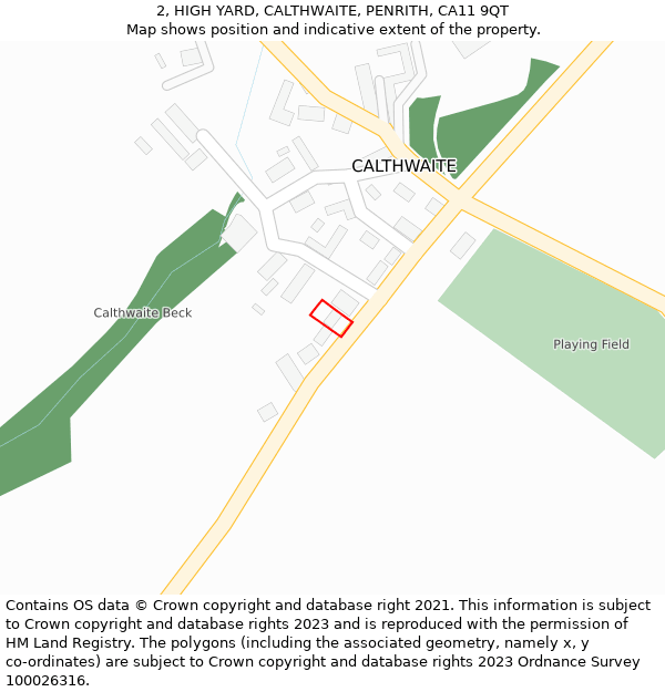 2, HIGH YARD, CALTHWAITE, PENRITH, CA11 9QT: Location map and indicative extent of plot