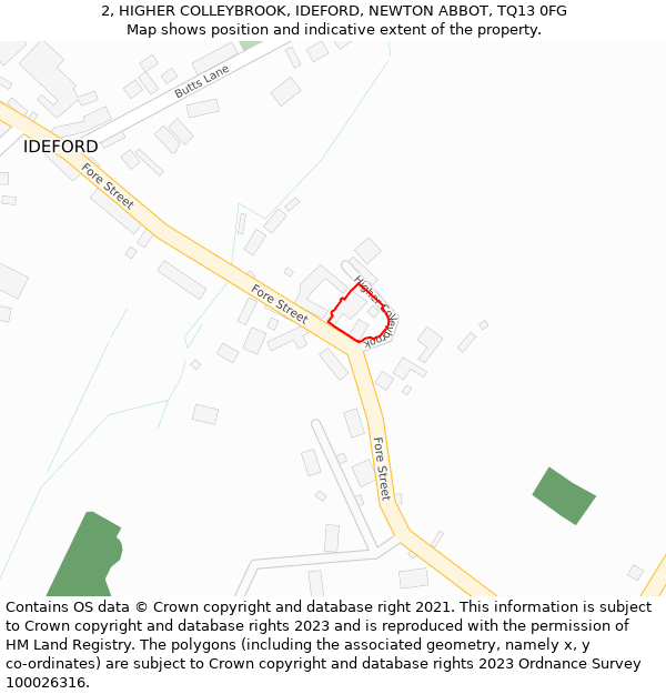 2, HIGHER COLLEYBROOK, IDEFORD, NEWTON ABBOT, TQ13 0FG: Location map and indicative extent of plot