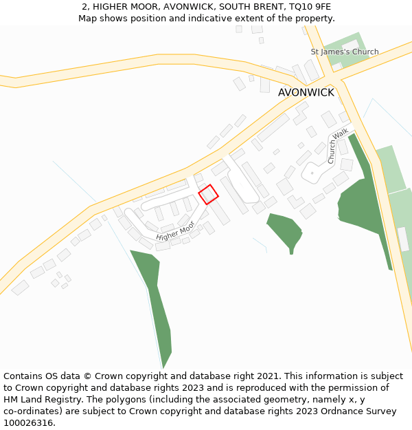 2, HIGHER MOOR, AVONWICK, SOUTH BRENT, TQ10 9FE: Location map and indicative extent of plot