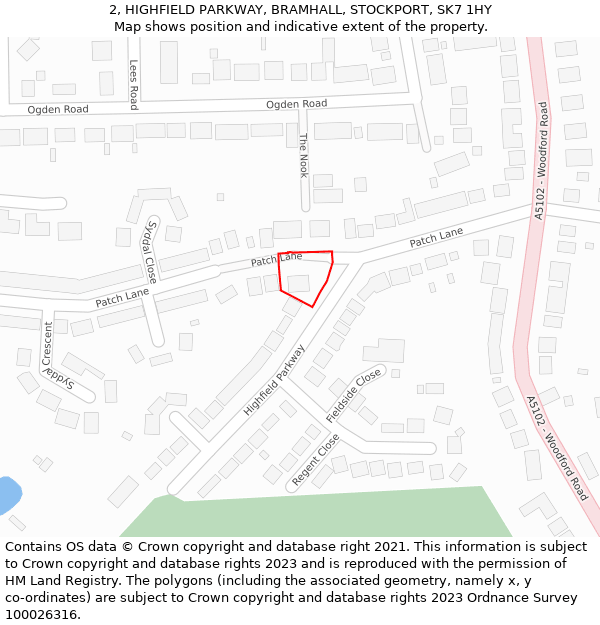 2, HIGHFIELD PARKWAY, BRAMHALL, STOCKPORT, SK7 1HY: Location map and indicative extent of plot