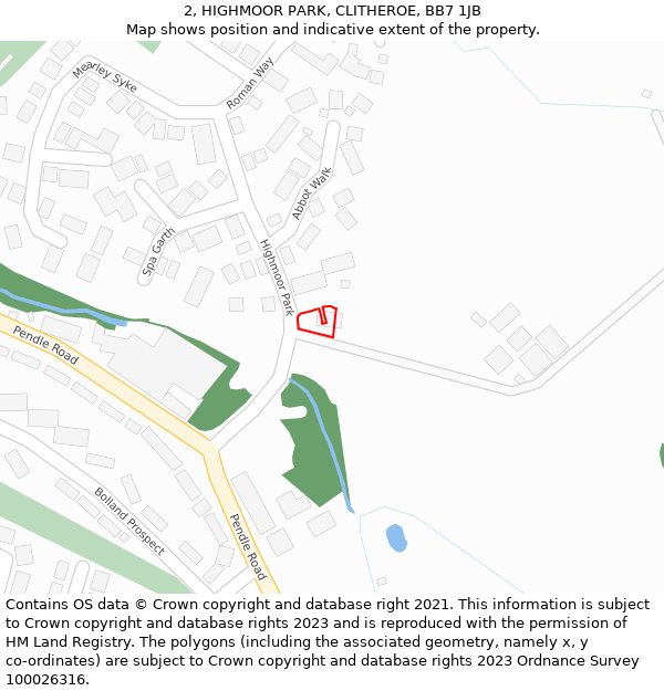 2, HIGHMOOR PARK, CLITHEROE, BB7 1JB: Location map and indicative extent of plot