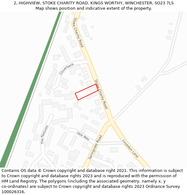 2, HIGHVIEW, STOKE CHARITY ROAD, KINGS WORTHY, WINCHESTER, SO23 7LS: Location map and indicative extent of plot