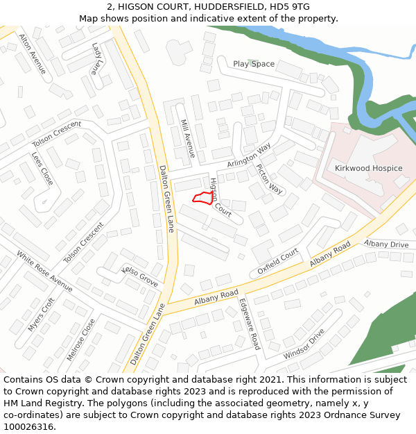 2, HIGSON COURT, HUDDERSFIELD, HD5 9TG: Location map and indicative extent of plot