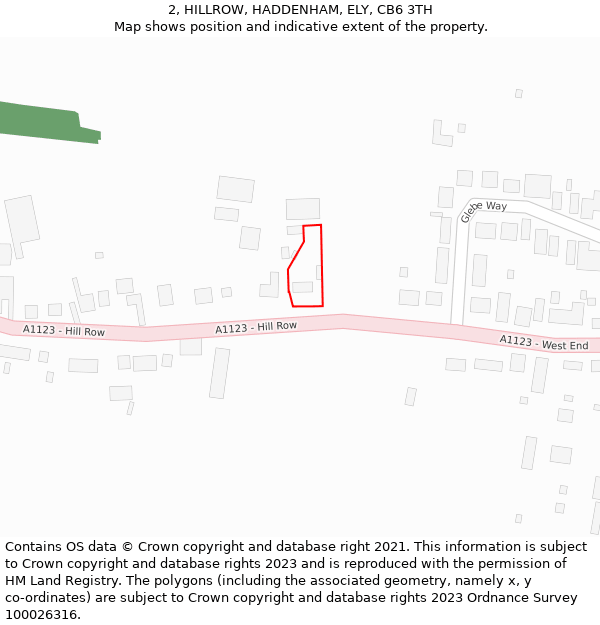 2, HILLROW, HADDENHAM, ELY, CB6 3TH: Location map and indicative extent of plot