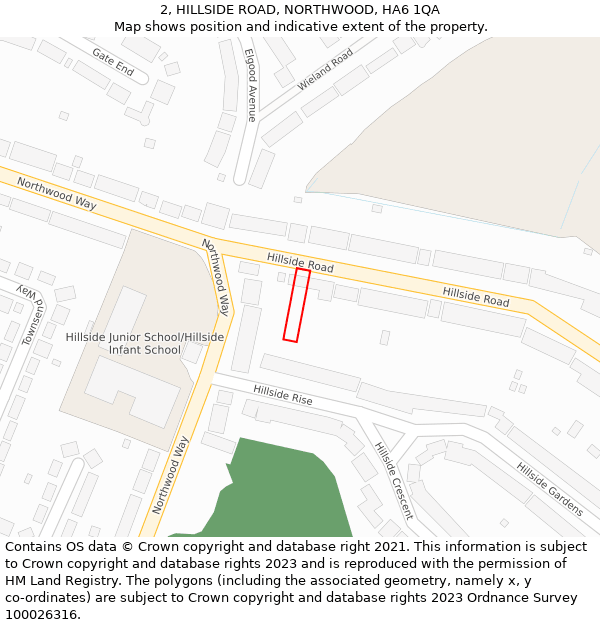 2, HILLSIDE ROAD, NORTHWOOD, HA6 1QA: Location map and indicative extent of plot