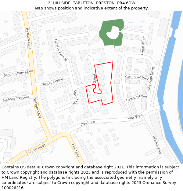 2, HILLSIDE, TARLETON, PRESTON, PR4 6DW: Location map and indicative extent of plot