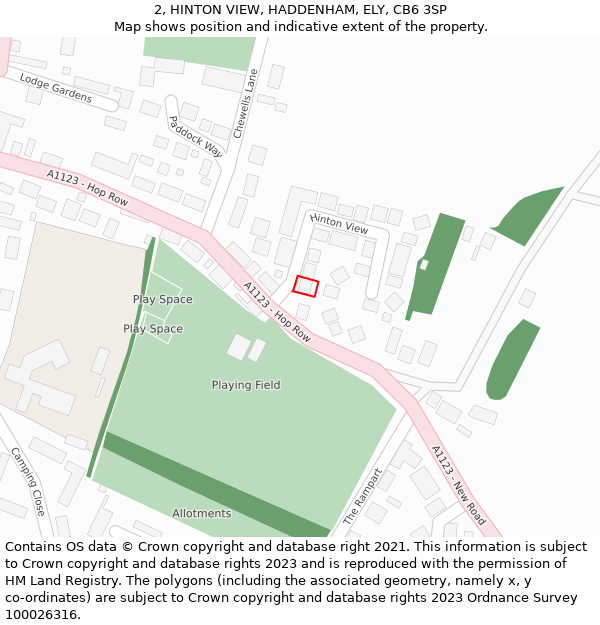 2, HINTON VIEW, HADDENHAM, ELY, CB6 3SP: Location map and indicative extent of plot