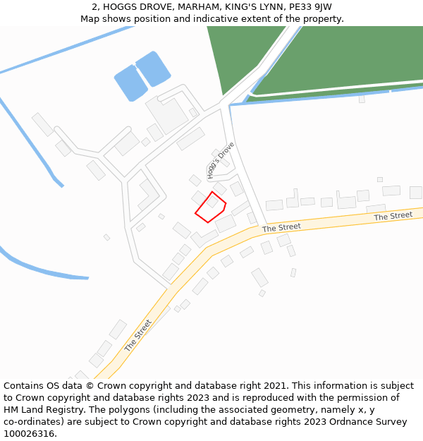 2, HOGGS DROVE, MARHAM, KING'S LYNN, PE33 9JW: Location map and indicative extent of plot