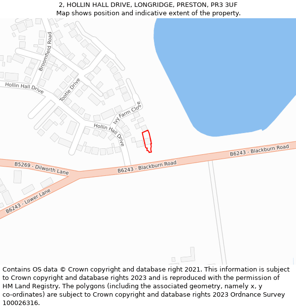 2, HOLLIN HALL DRIVE, LONGRIDGE, PRESTON, PR3 3UF: Location map and indicative extent of plot