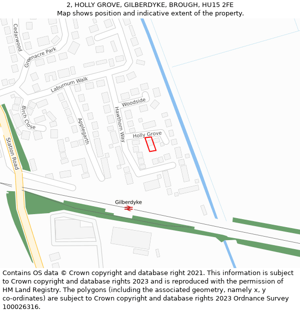 2, HOLLY GROVE, GILBERDYKE, BROUGH, HU15 2FE: Location map and indicative extent of plot