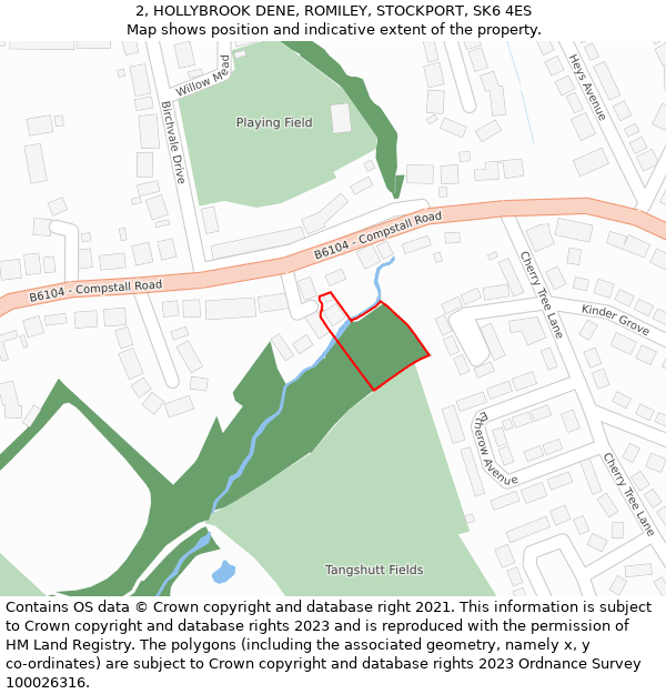 2, HOLLYBROOK DENE, ROMILEY, STOCKPORT, SK6 4ES: Location map and indicative extent of plot