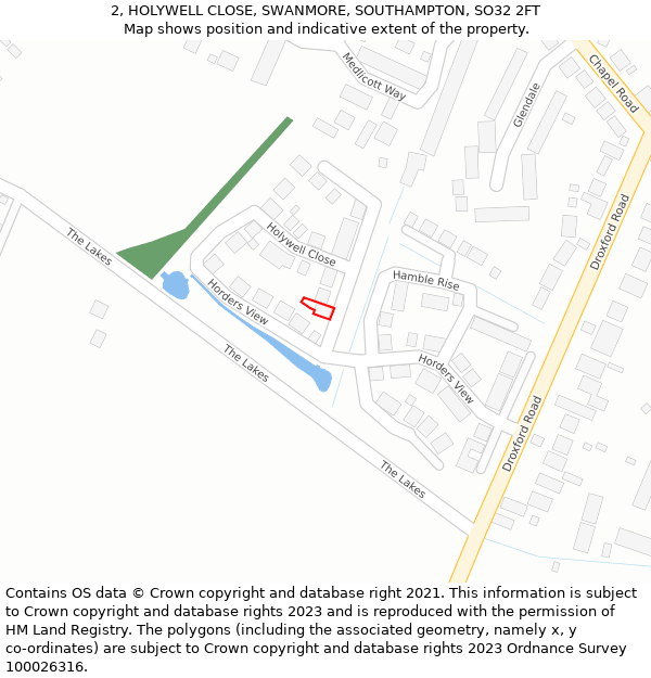 2, HOLYWELL CLOSE, SWANMORE, SOUTHAMPTON, SO32 2FT: Location map and indicative extent of plot