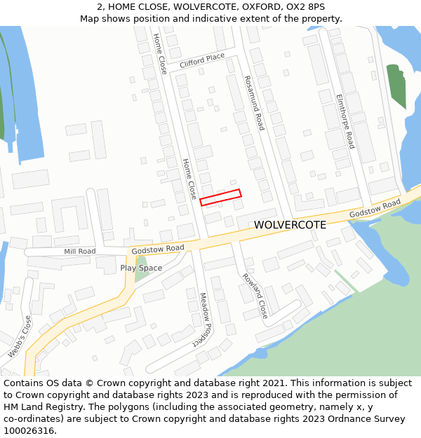 2, HOME CLOSE, WOLVERCOTE, OXFORD, OX2 8PS: Location map and indicative extent of plot
