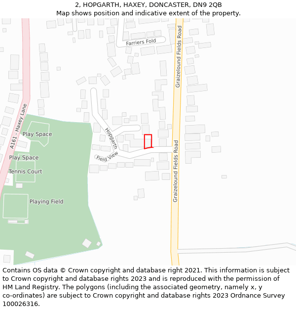 2, HOPGARTH, HAXEY, DONCASTER, DN9 2QB: Location map and indicative extent of plot