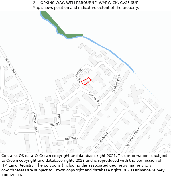 2, HOPKINS WAY, WELLESBOURNE, WARWICK, CV35 9UE: Location map and indicative extent of plot