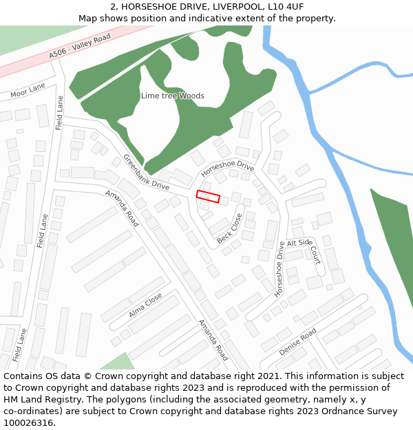 2, HORSESHOE DRIVE, LIVERPOOL, L10 4UF: Location map and indicative extent of plot