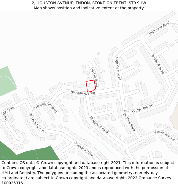 2, HOUSTON AVENUE, ENDON, STOKE-ON-TRENT, ST9 9HW: Location map and indicative extent of plot