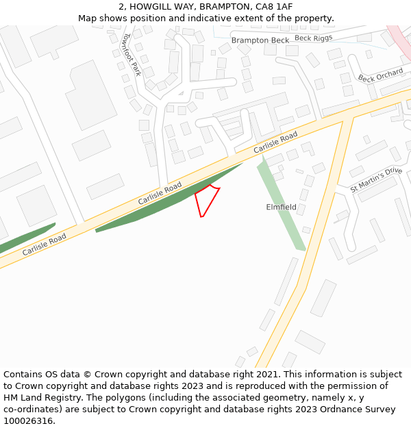 2, HOWGILL WAY, BRAMPTON, CA8 1AF: Location map and indicative extent of plot