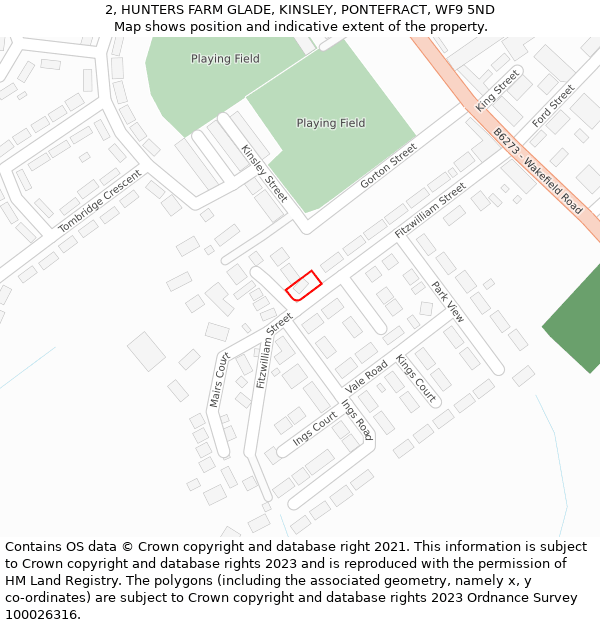 2, HUNTERS FARM GLADE, KINSLEY, PONTEFRACT, WF9 5ND: Location map and indicative extent of plot