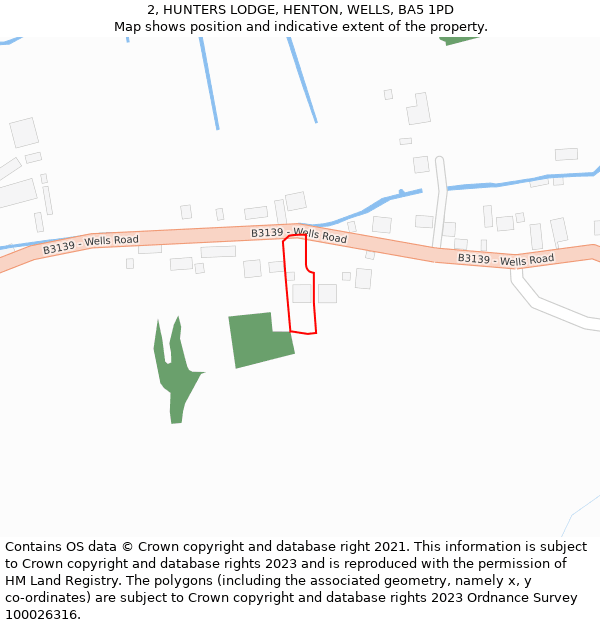 2, HUNTERS LODGE, HENTON, WELLS, BA5 1PD: Location map and indicative extent of plot