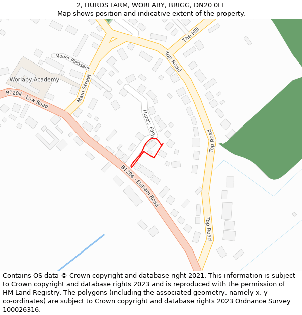 2, HURDS FARM, WORLABY, BRIGG, DN20 0FE: Location map and indicative extent of plot