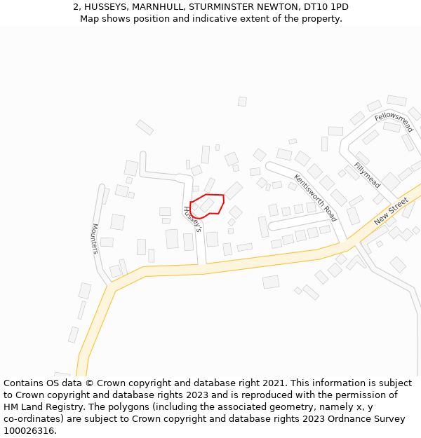 2, HUSSEYS, MARNHULL, STURMINSTER NEWTON, DT10 1PD: Location map and indicative extent of plot