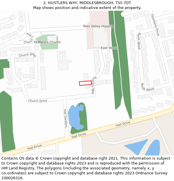 2, HUSTLERS WAY, MIDDLESBROUGH, TS5 7DT: Location map and indicative extent of plot
