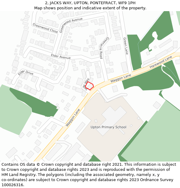 2, JACKS WAY, UPTON, PONTEFRACT, WF9 1PH: Location map and indicative extent of plot