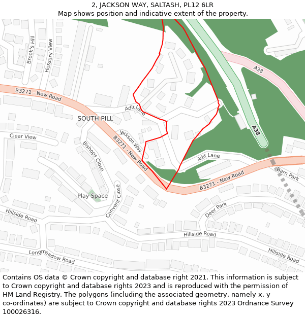 2, JACKSON WAY, SALTASH, PL12 6LR: Location map and indicative extent of plot