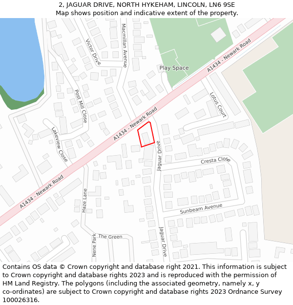 2, JAGUAR DRIVE, NORTH HYKEHAM, LINCOLN, LN6 9SE: Location map and indicative extent of plot