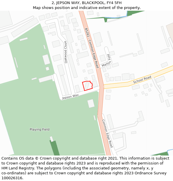 2, JEPSON WAY, BLACKPOOL, FY4 5FH: Location map and indicative extent of plot