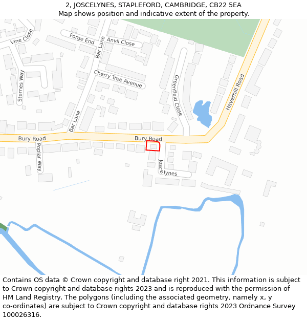 2, JOSCELYNES, STAPLEFORD, CAMBRIDGE, CB22 5EA: Location map and indicative extent of plot