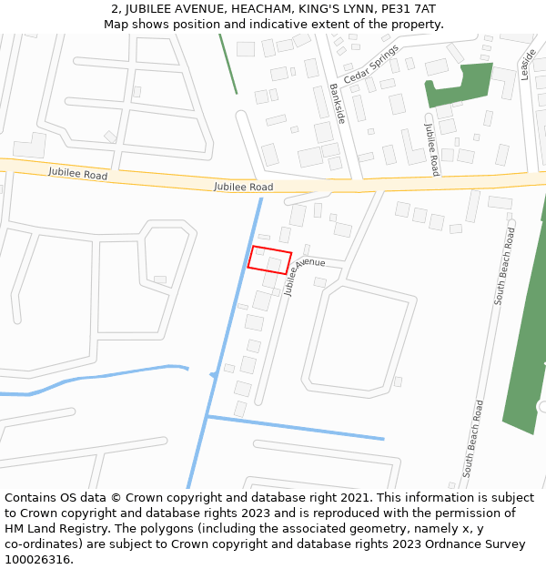 2, JUBILEE AVENUE, HEACHAM, KING'S LYNN, PE31 7AT: Location map and indicative extent of plot