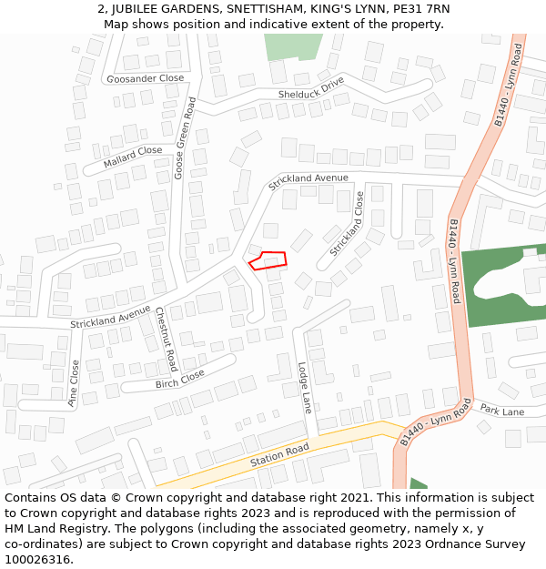 2, JUBILEE GARDENS, SNETTISHAM, KING'S LYNN, PE31 7RN: Location map and indicative extent of plot