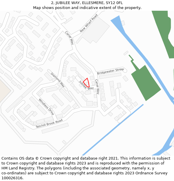 2, JUBILEE WAY, ELLESMERE, SY12 0FL: Location map and indicative extent of plot