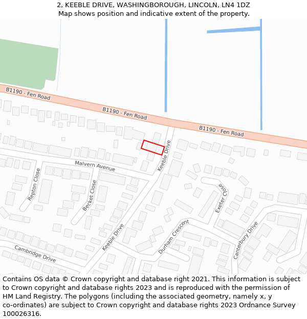 2, KEEBLE DRIVE, WASHINGBOROUGH, LINCOLN, LN4 1DZ: Location map and indicative extent of plot