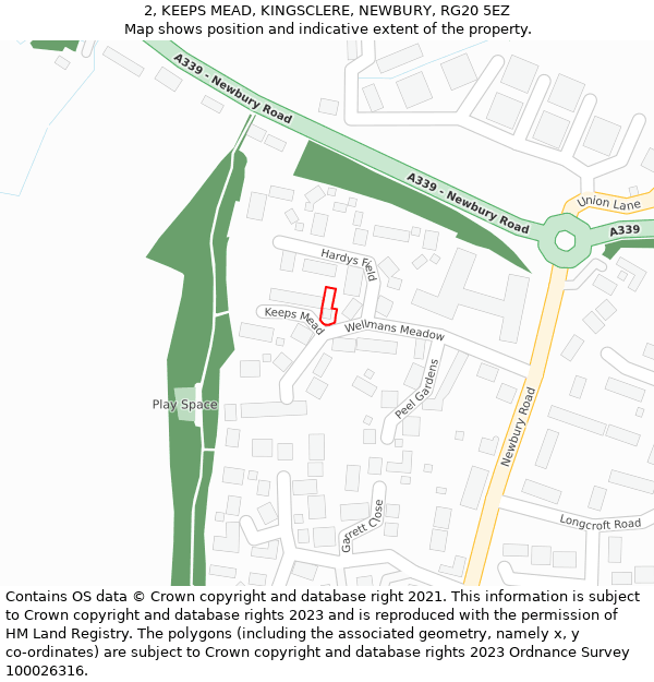 2, KEEPS MEAD, KINGSCLERE, NEWBURY, RG20 5EZ: Location map and indicative extent of plot